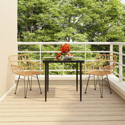 Garden Dining Set | Black | Steel, Tempered Glass, Polyethylene | Medium