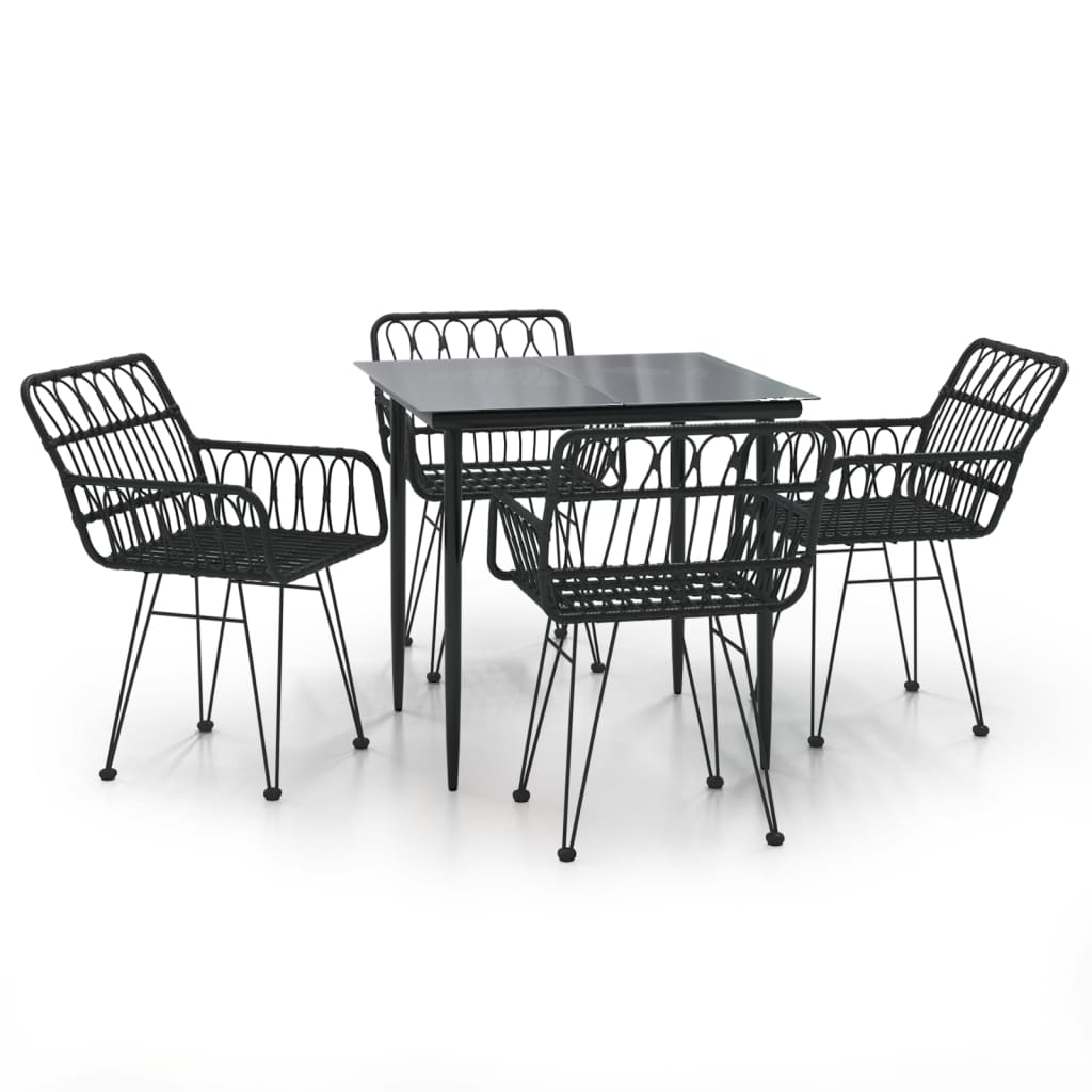 Garden Dining Set | Black | Poly Rattan | Standard |  Durable