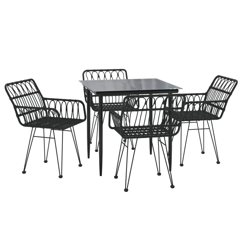 Garden Dining Set | Black | Poly Rattan | Standard |  Durable