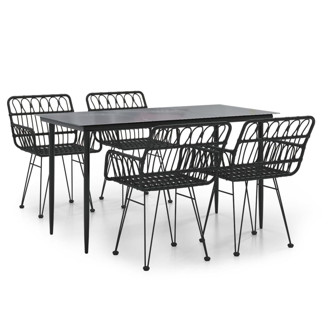 Garden Dining Set | Black | Powder-coated steel | Medium | Durable
