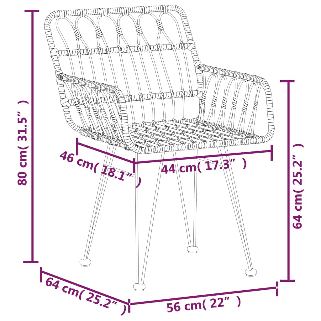 Garden Dining Set | Black | Powder-coated steel | Medium | Durable