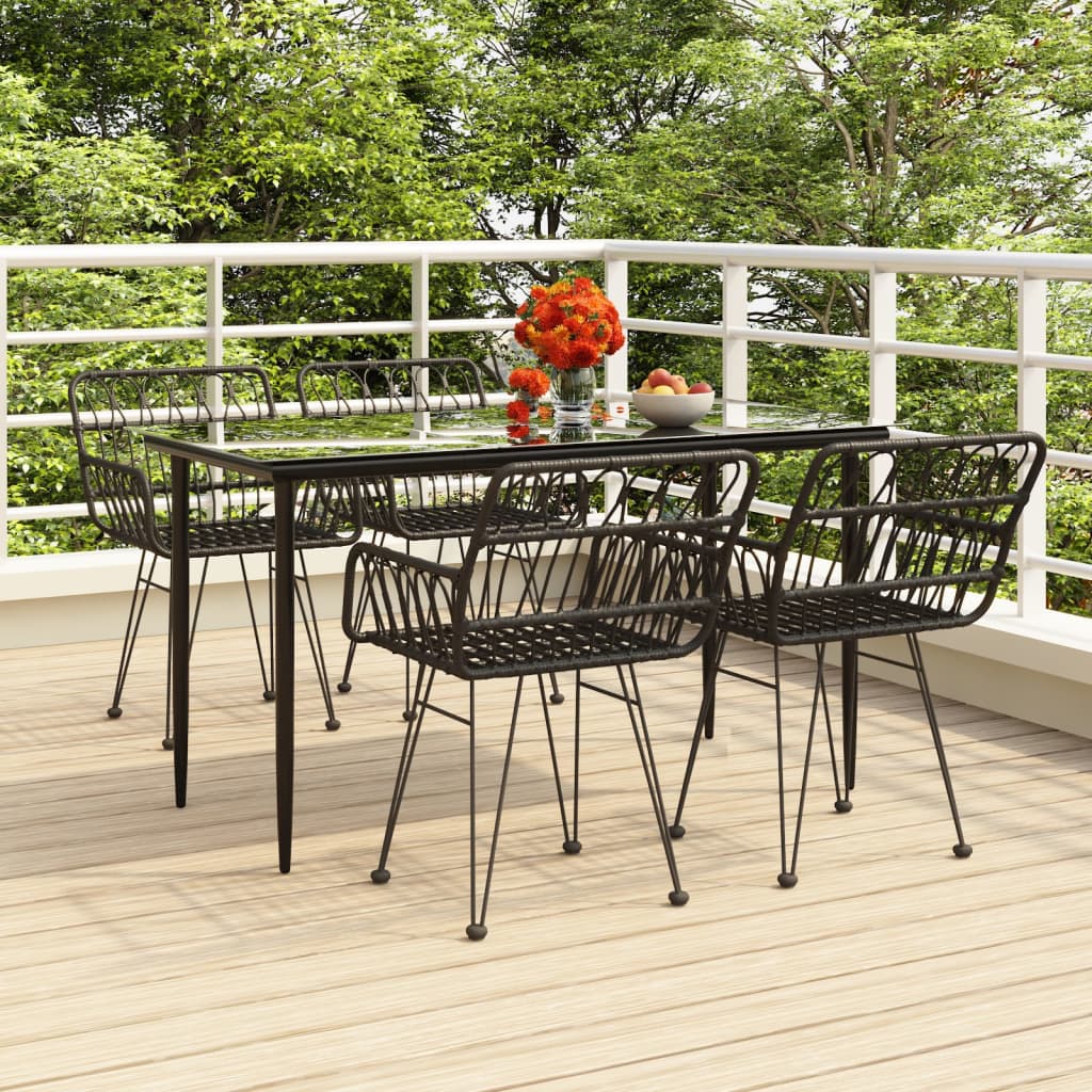 Garden Dining Set | Black | Powder-coated steel | Medium | Durable
