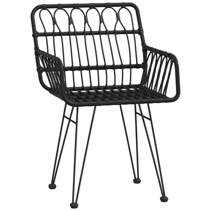 Garden Dining Set | Black | Poly Rattan, Tempered Glass, Steel | Medium