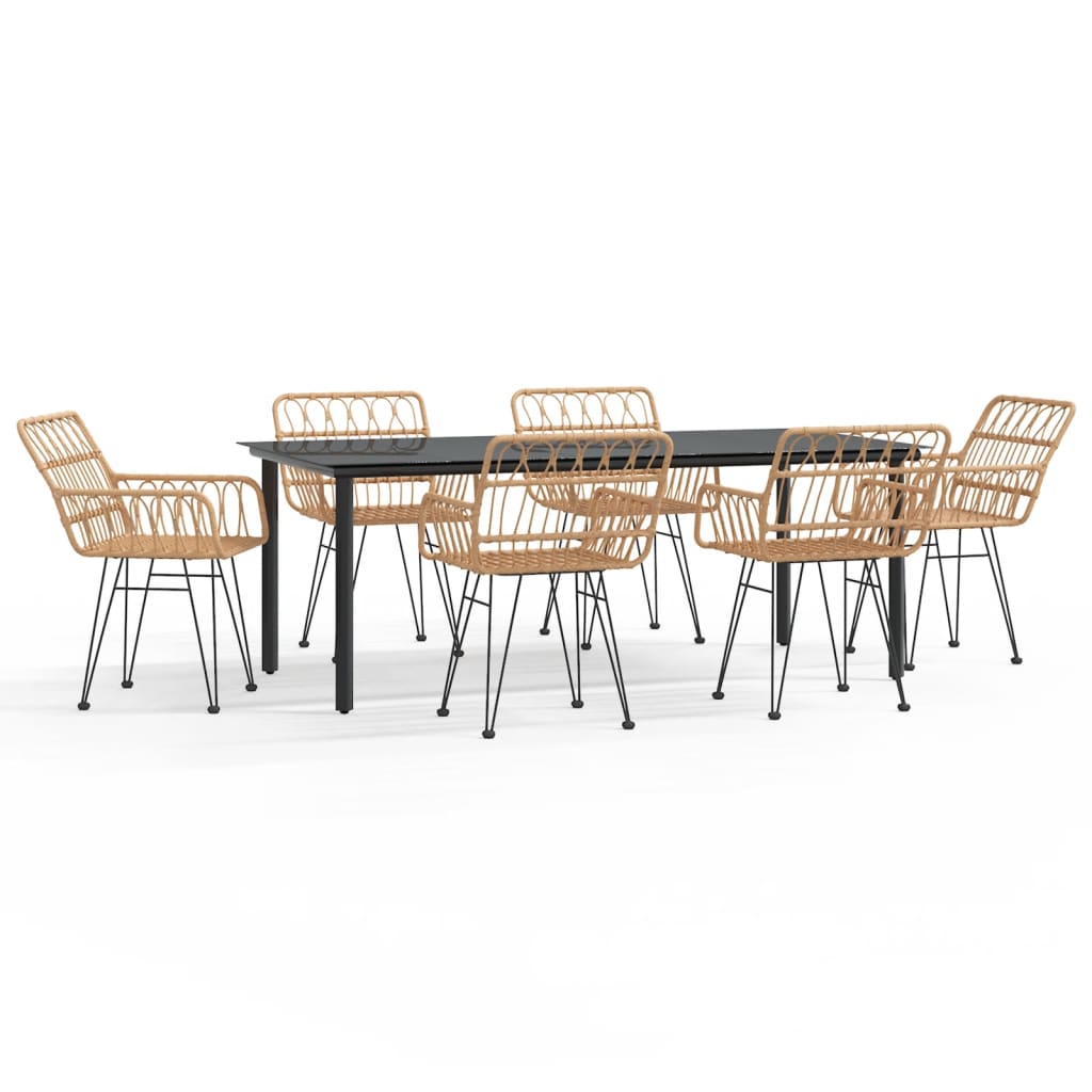 7 Piece Garden Dining Set Poly Rattan