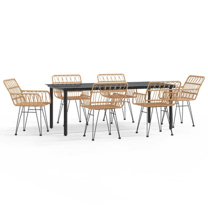 7 Piece Garden Dining Set Poly Rattan