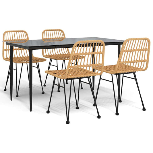 5 Piece Garden Dining Set Poly Rattan