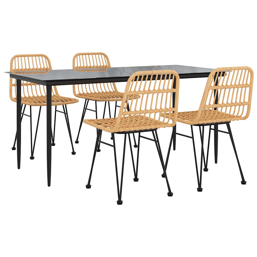 5 Piece Garden Dining Set Poly Rattan