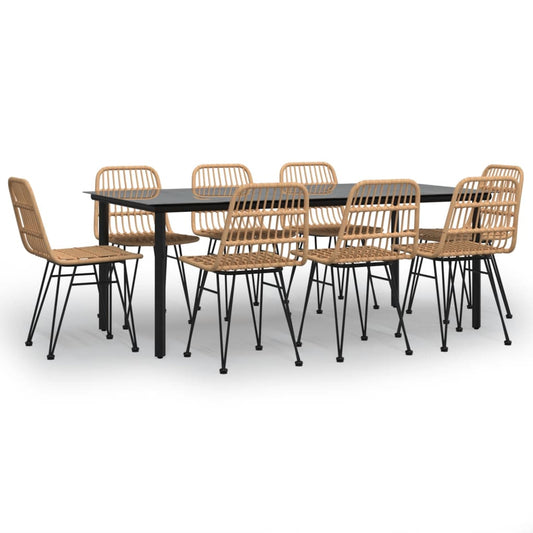 9 Piece Garden Dining Set Poly Rattan