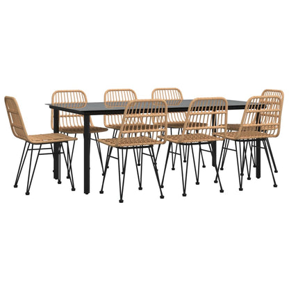 9 Piece Garden Dining Set Poly Rattan