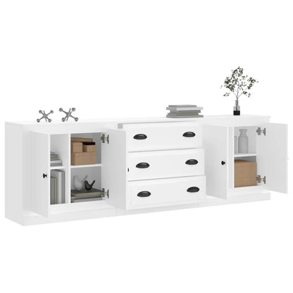 Sideboards 3 pcs White Engineered Wood