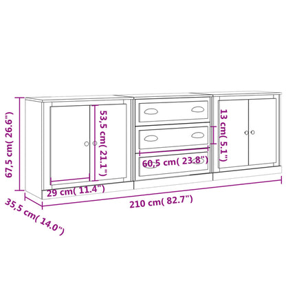 Sideboards 3 pcs White Engineered Wood