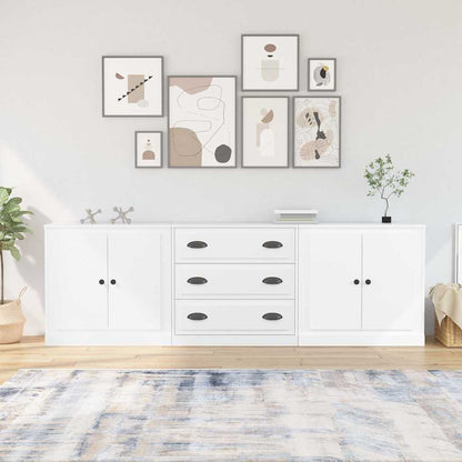 Sideboards 3 pcs White Engineered Wood