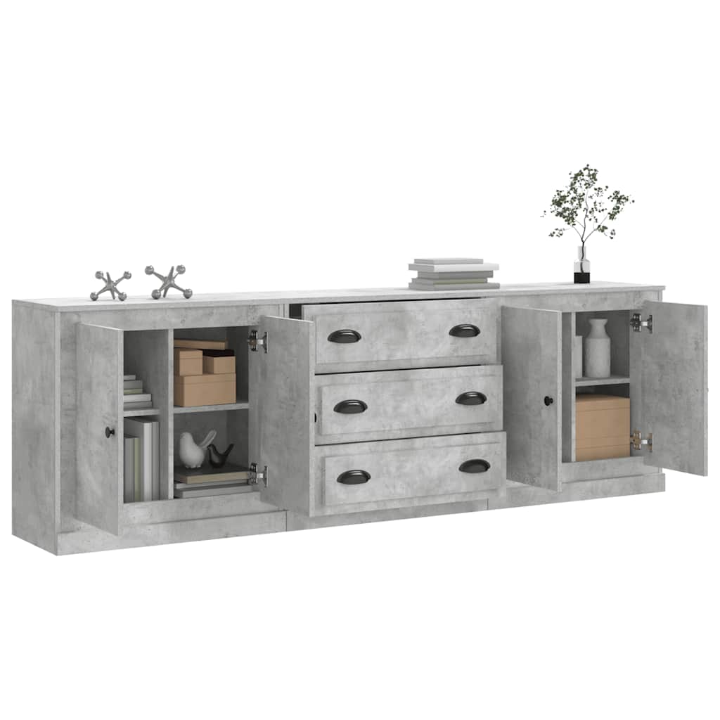 Sideboards 3 pcs Concrete Grey Engineered Wood