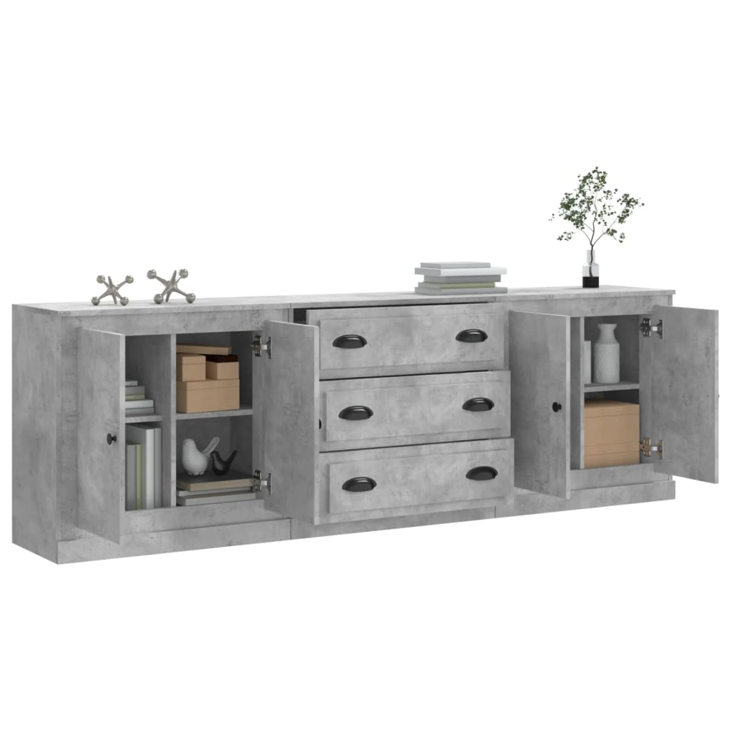 Sideboards 3 pcs Concrete Grey Engineered Wood