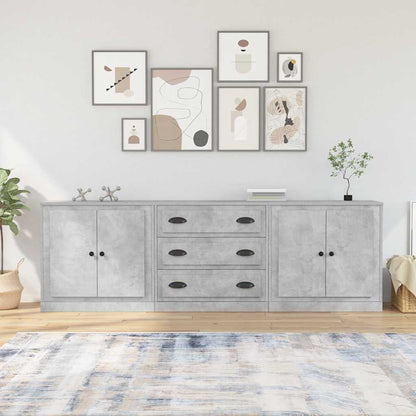 Sideboards 3 pcs Concrete Grey Engineered Wood