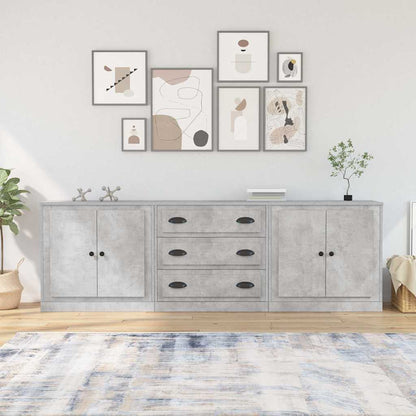 Sideboards 3 pcs Concrete Grey Engineered Wood