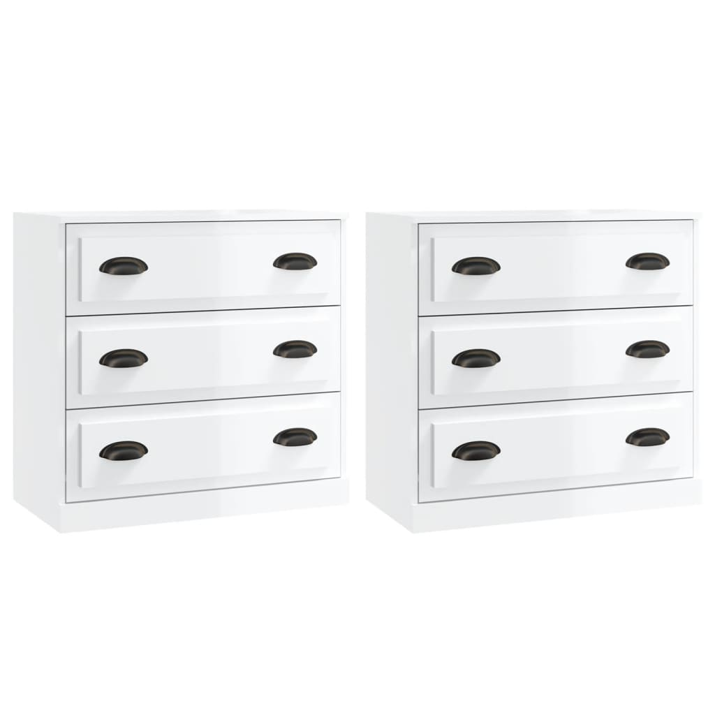 Sideboard | Set of 2 | High Gloss White | Engineered Wood | Medium
