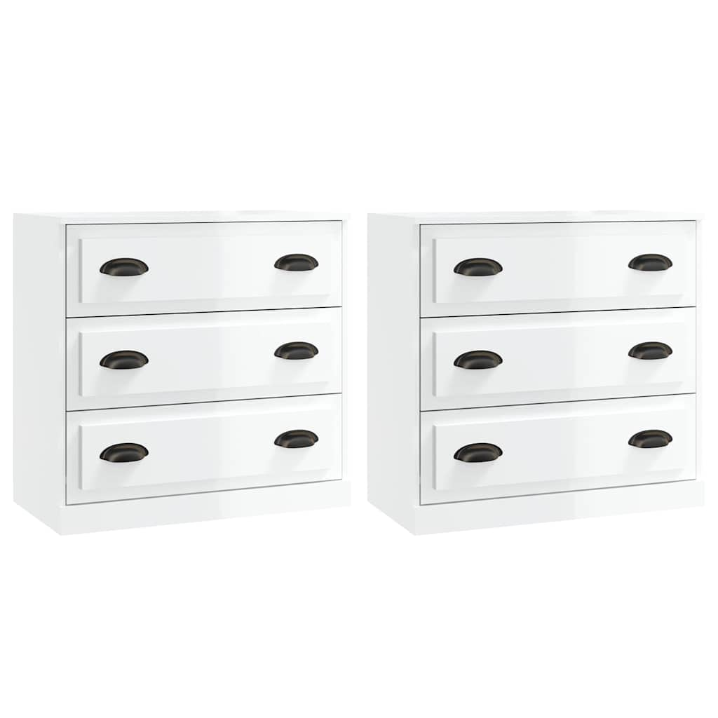 Sideboards 2 pcs High Gloss White Engineered Wood