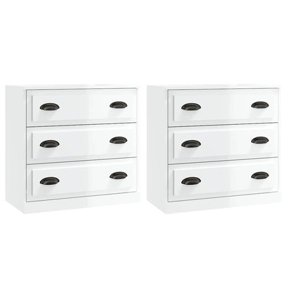 Sideboards 2 pcs High Gloss White Engineered Wood
