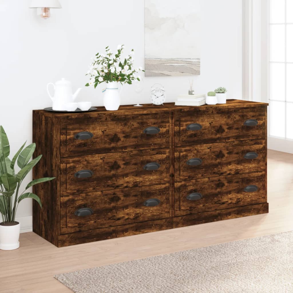 Sideboards 2 pcs Smoked Oak Engineered Wood