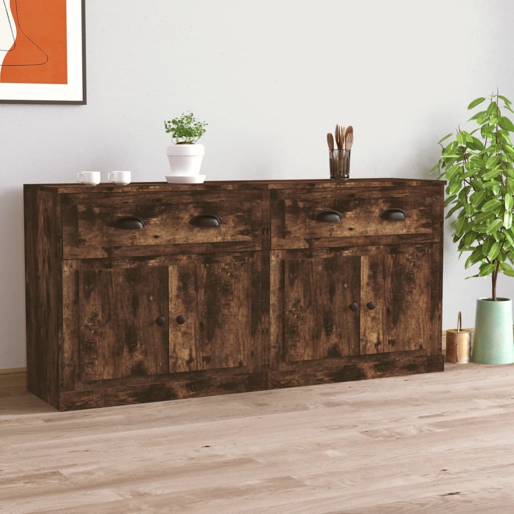 Sideboards 2 pcs Smoked Oak Engineered Wood