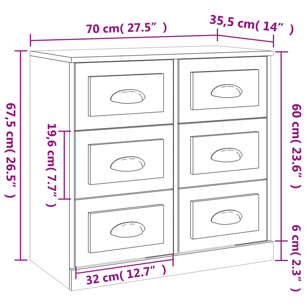 Sideboards 2 pcs Smoked Oak Engineered Wood