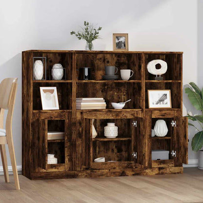 Highboards 3 pcs Smoked Oak Engineered Wood