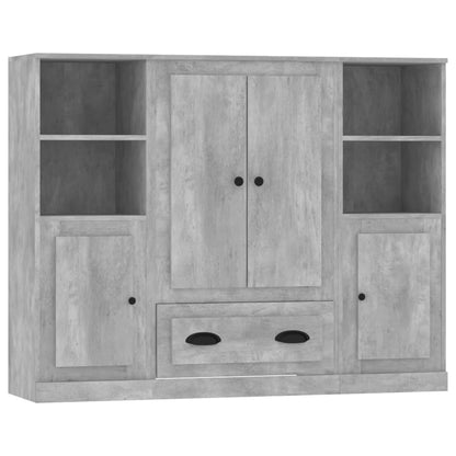 Highboards 3 pcs Concrete Grey Engineered Wood
