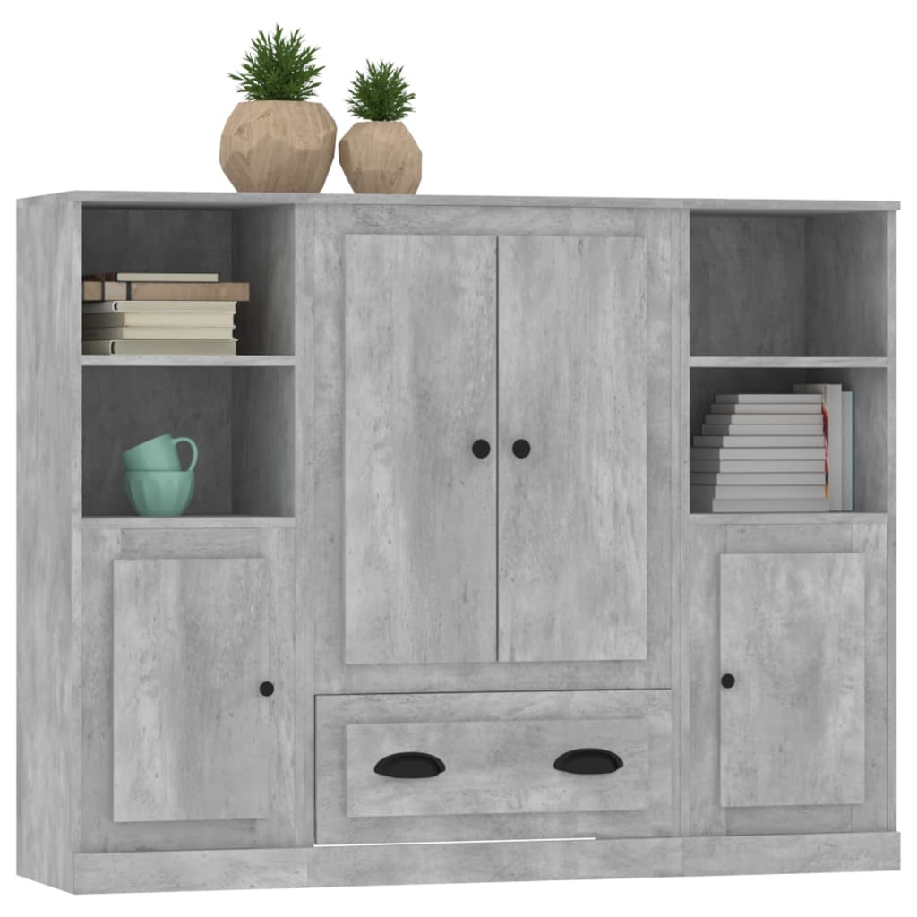 Highboards 3 pcs Concrete Grey Engineered Wood