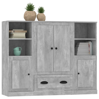 Highboards 3 pcs Concrete Grey Engineered Wood
