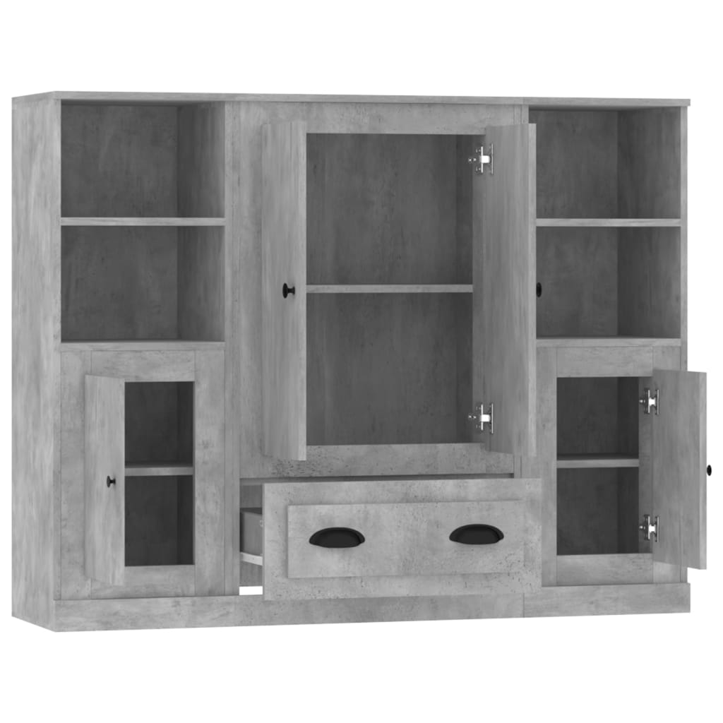 Highboards 3 pcs Concrete Grey Engineered Wood