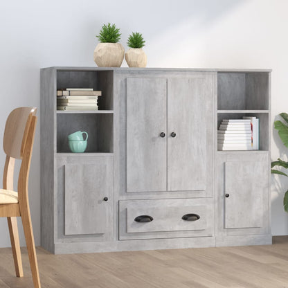 Highboards 3 pcs Concrete Grey Engineered Wood