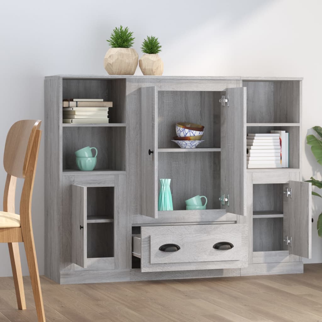 Highboards 3 pcs Grey Sonoma Engineered Wood
