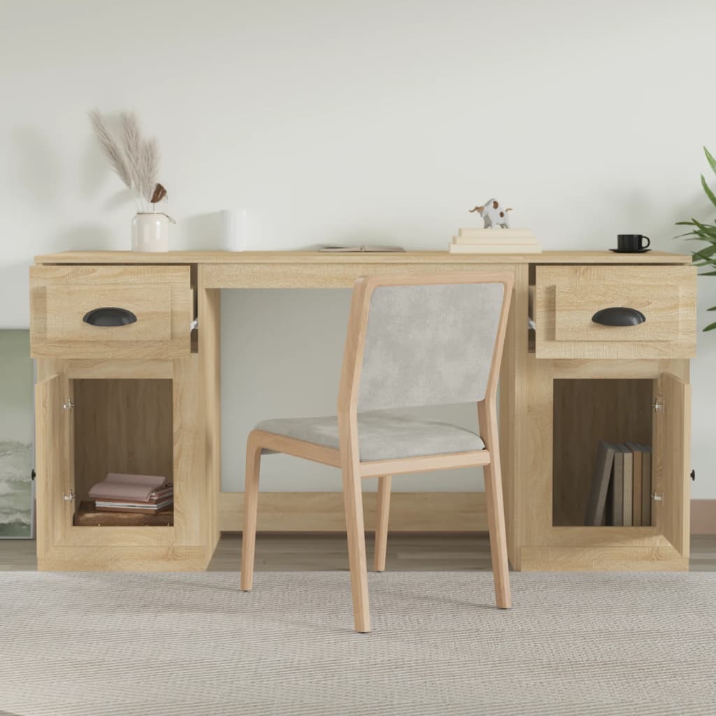 Desk with Cabinet Sonoma Oak Engineered Wood