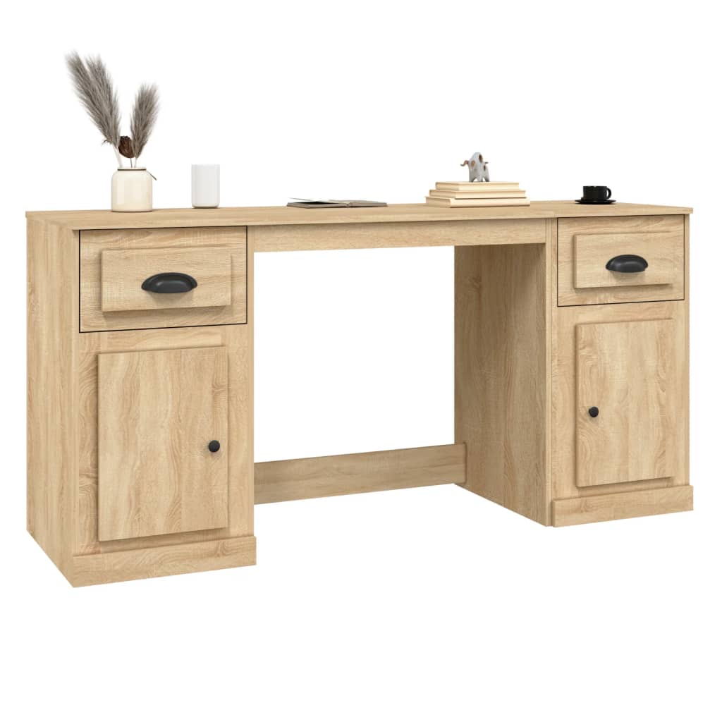 Desk with Cabinet Sonoma Oak Engineered Wood