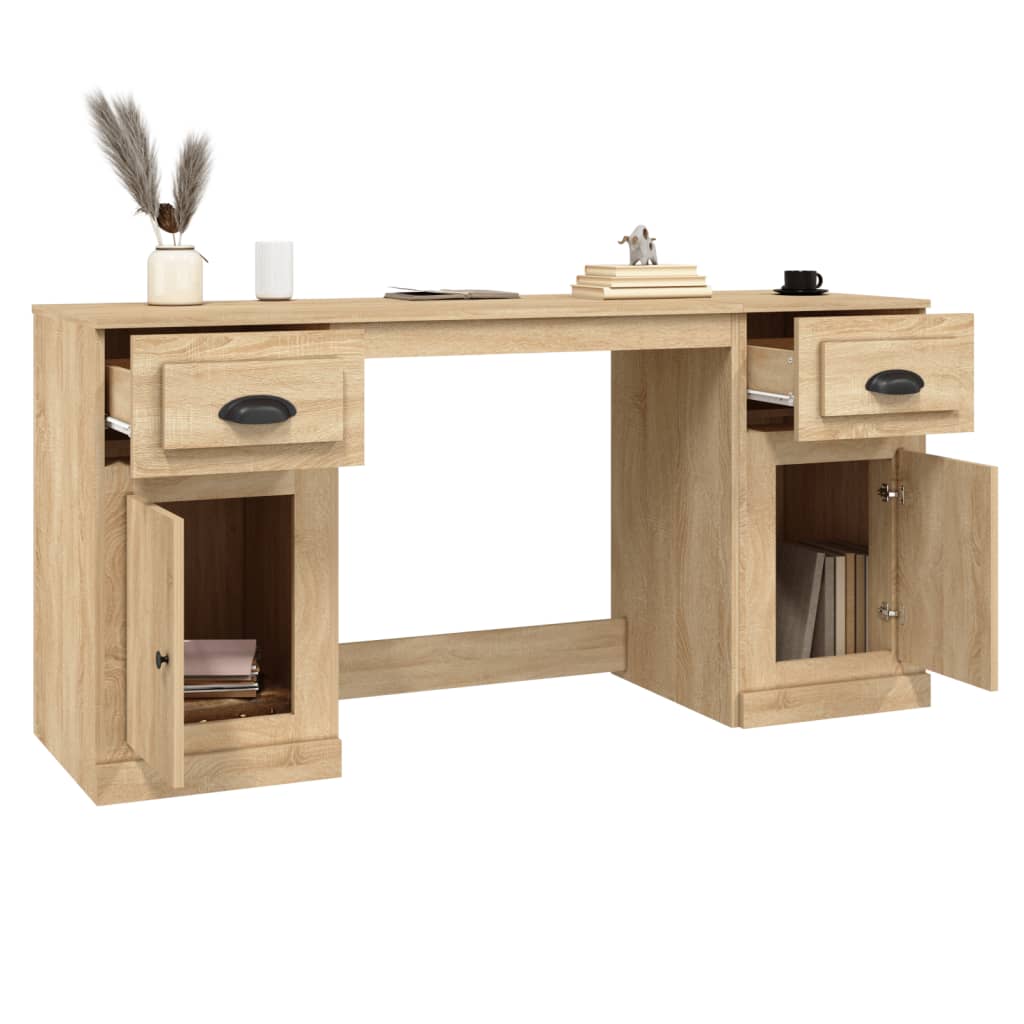 Desk with Cabinet Sonoma Oak Engineered Wood