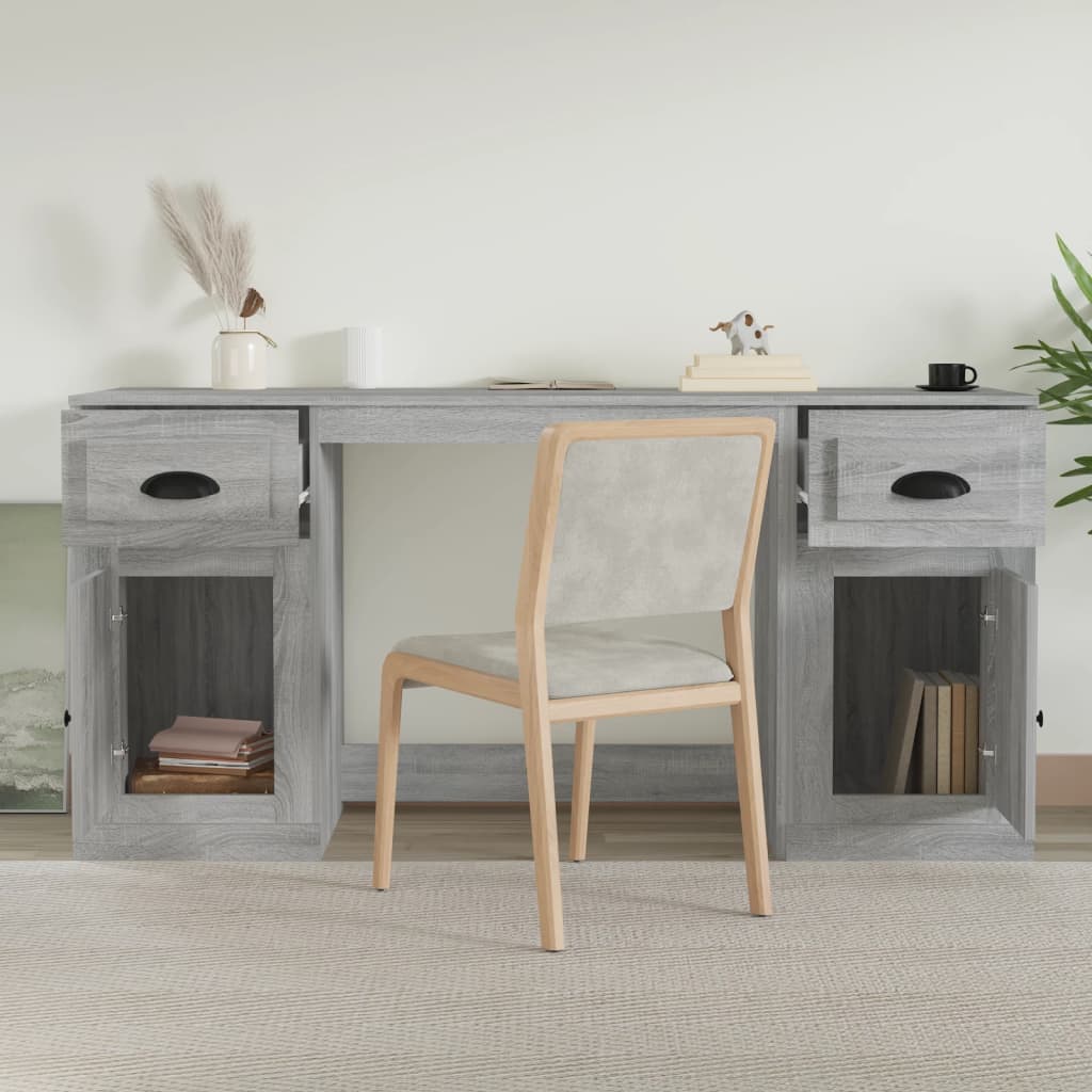 Desk with Cabinet Grey Sonoma Engineered Wood