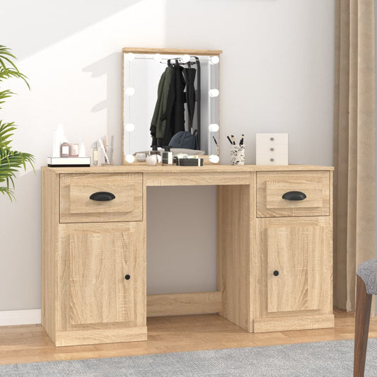 Dressing Table with LED Sonoma Oak 130x50x132.5 cm