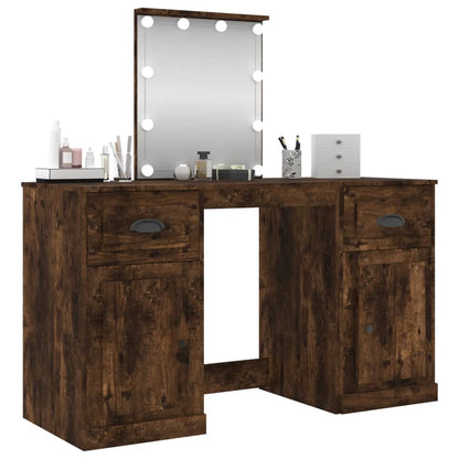 Dressing Table with LED Smoked Oak 130x50x132,5 cm