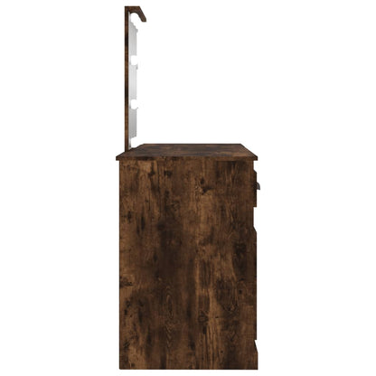 Dressing Table with LED Smoked Oak 130x50x132.5 cm