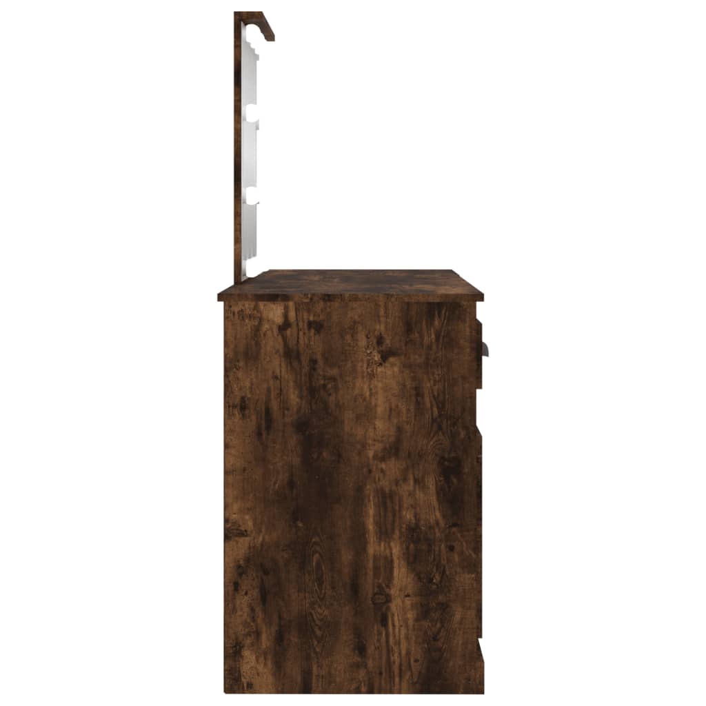 Dressing Table with LED Smoked Oak 130x50x132,5 cm