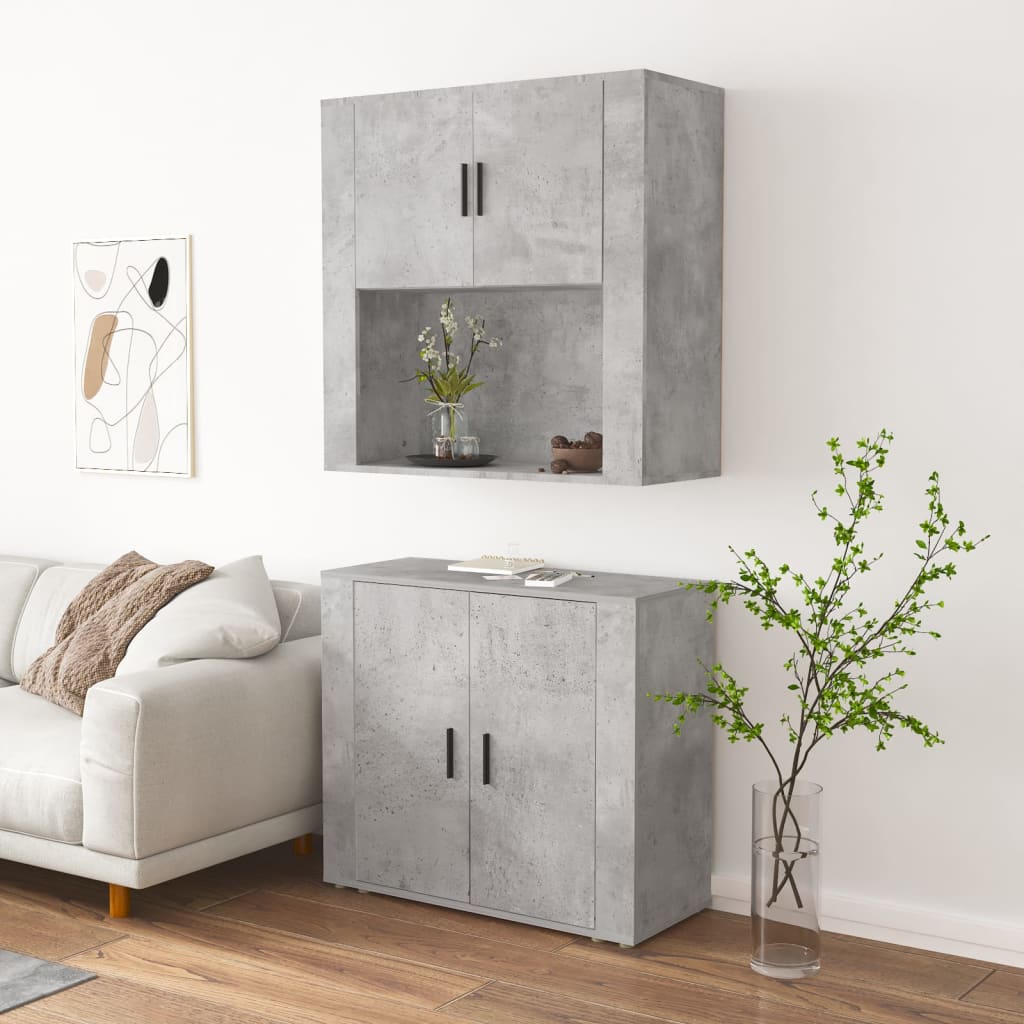 Highboard Concrete Grey Engineered Wood
