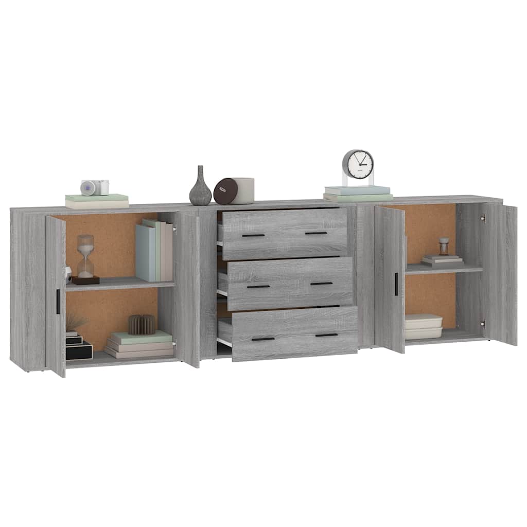 Sideboards 3 pcs Grey Sonoma Engineered Wood