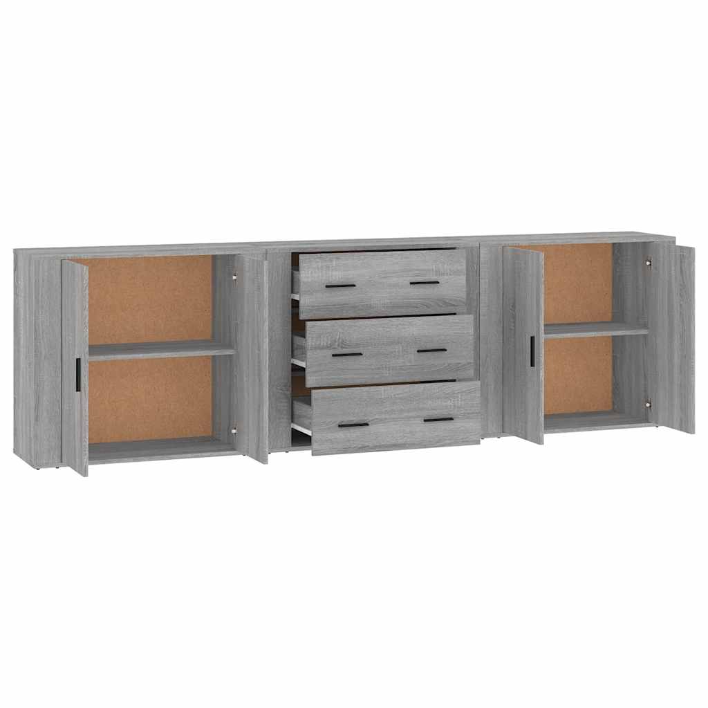 Sideboards 3 pcs Grey Sonoma Engineered Wood