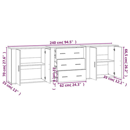 Sideboards 3 pcs Grey Sonoma Engineered Wood