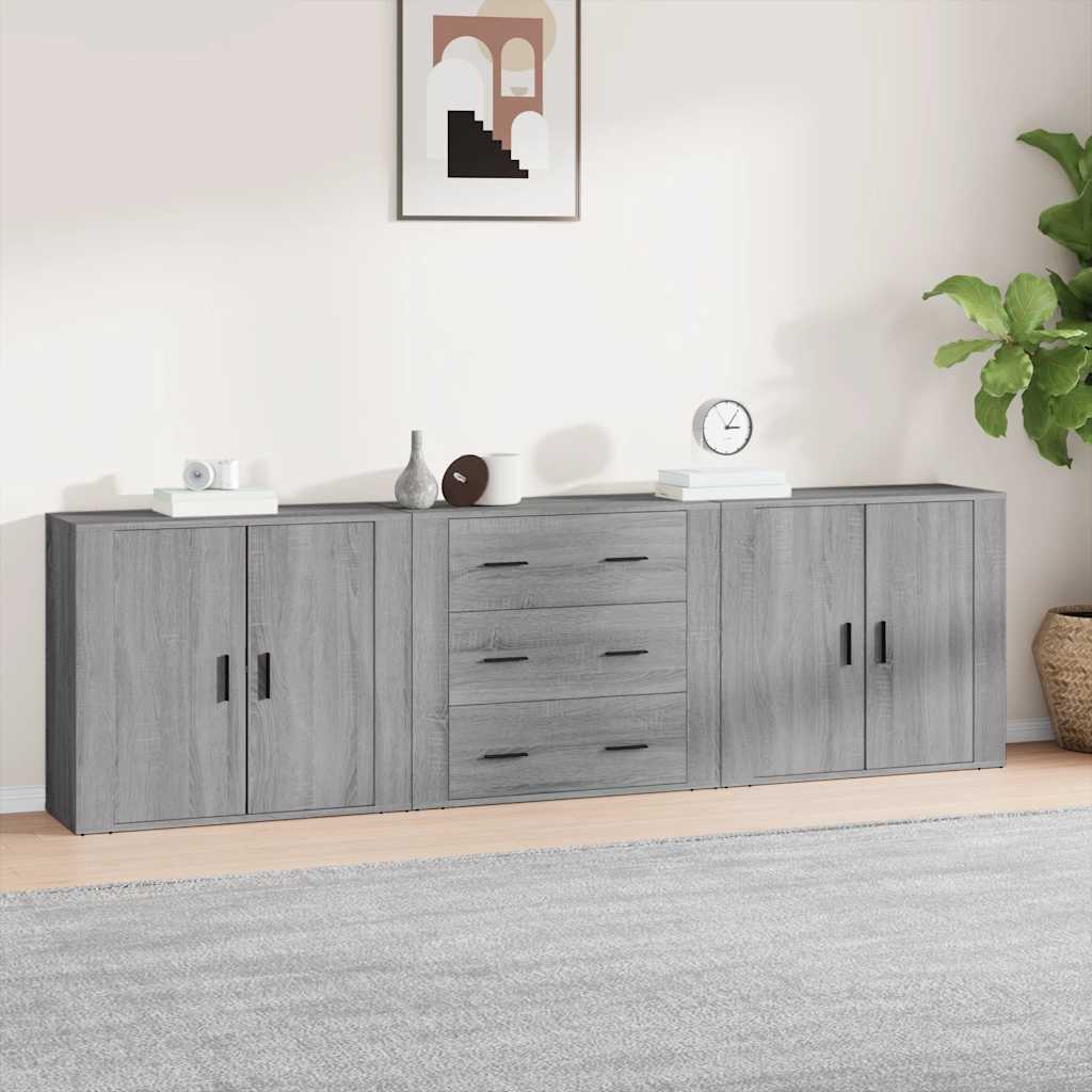 Sideboards 3 pcs Grey Sonoma Engineered Wood