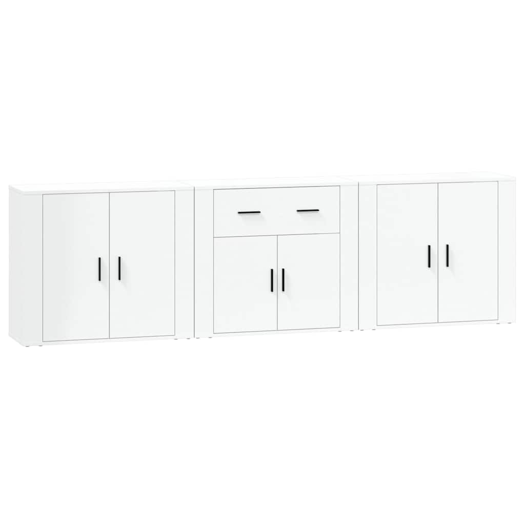 Sideboards 3 pcs White Engineered Wood