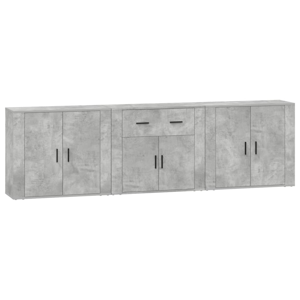 Sideboards 3 pcs Concrete Grey Engineered Wood