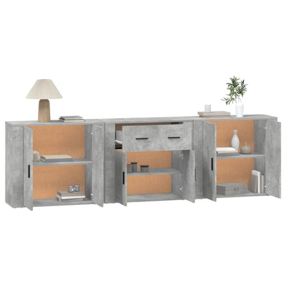 Sideboards 3 pcs Concrete Grey Engineered Wood