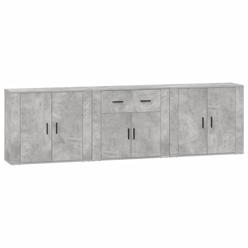Sideboards 3 pcs Concrete Grey Engineered Wood